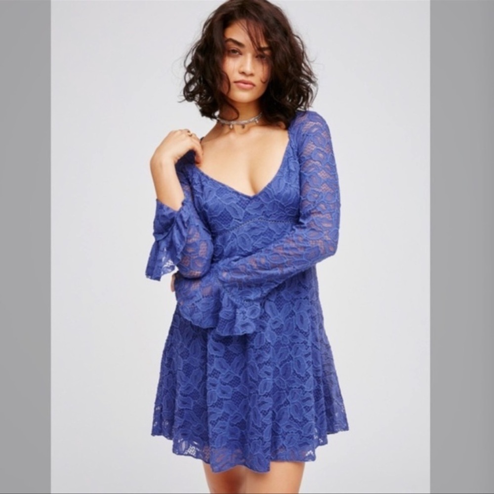 FREE PEOPLE Blue Skies Babydoll Lace Dress